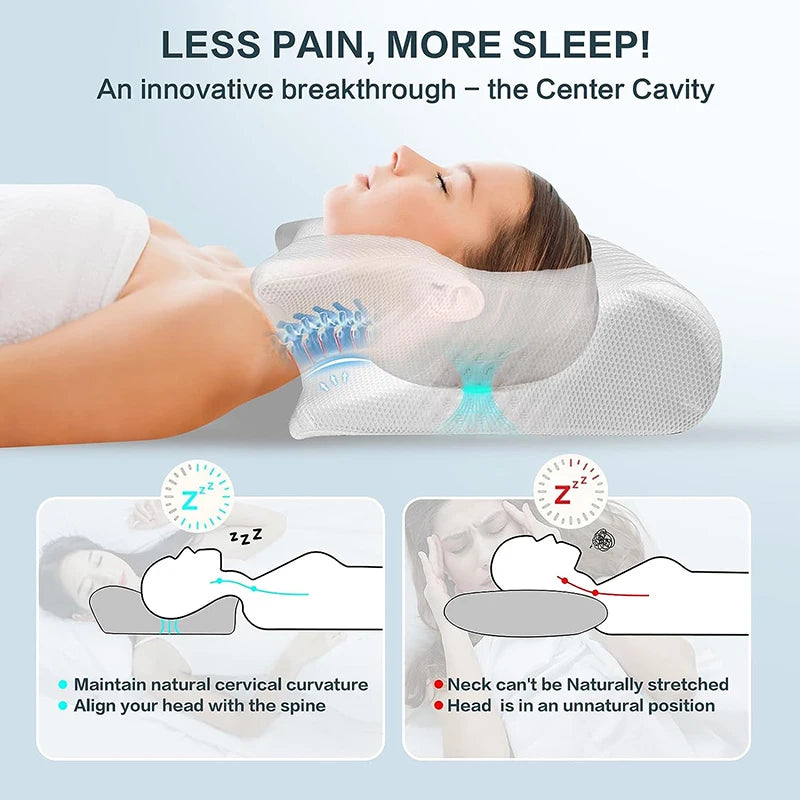 2 in 1 Ergonomic Orthopaedic Memory Foam Pillow for Neck, Back Pain