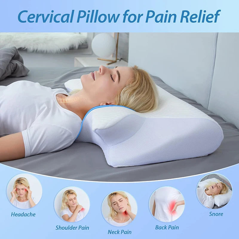 2 in 1 Ergonomic Orthopaedic Memory Foam Pillow for Neck, Back Pain