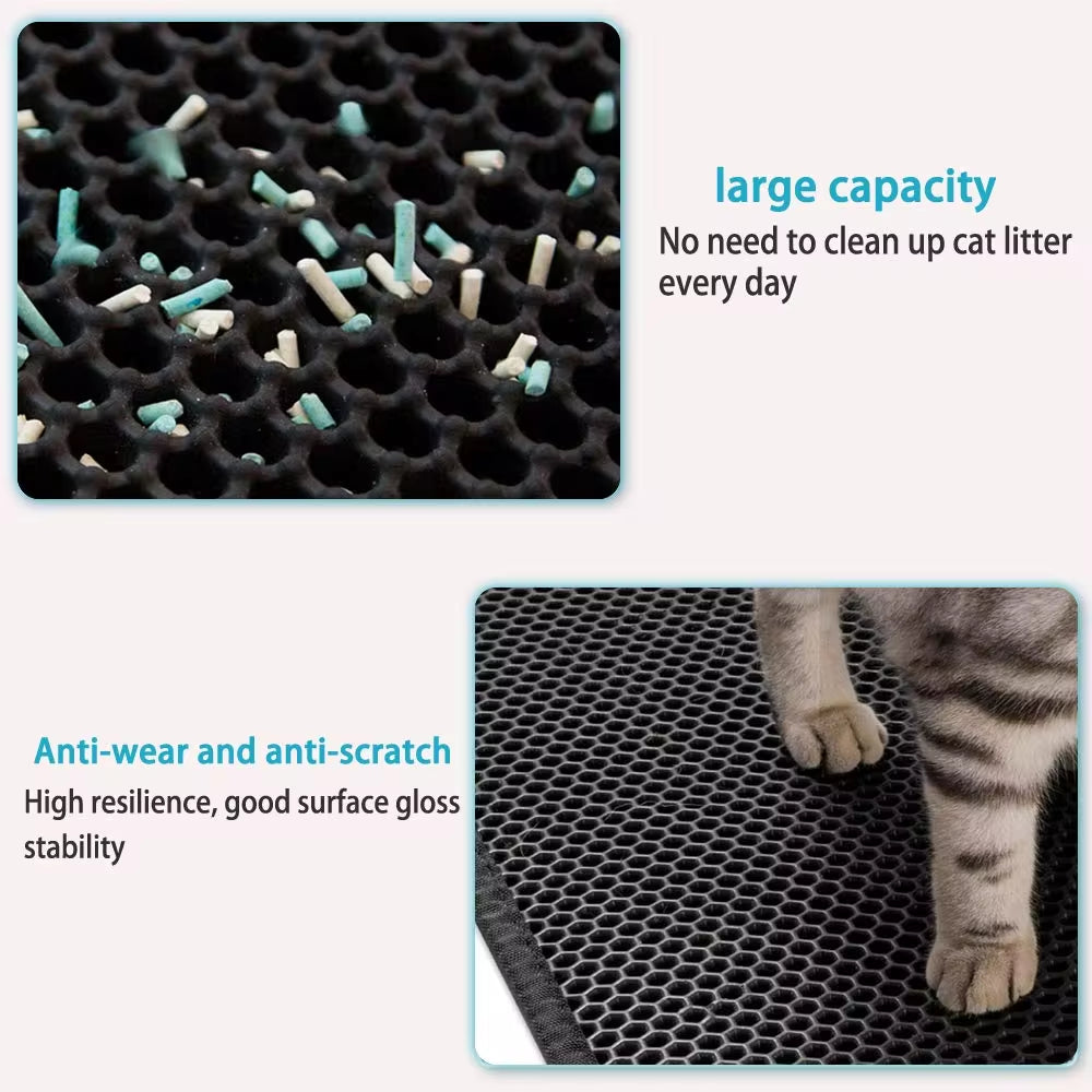 Cat Litter Mat with Gift Double Layer Waterproof Pet Litter Box Mat