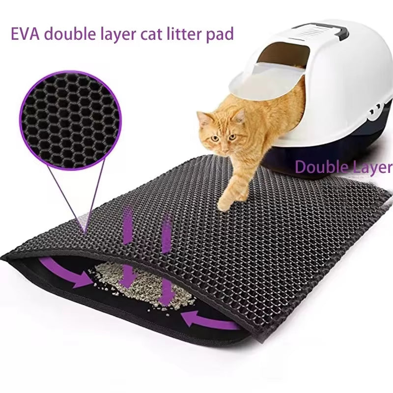 Cat Litter Mat with Gift Double Layer Waterproof Pet Litter Box Mat