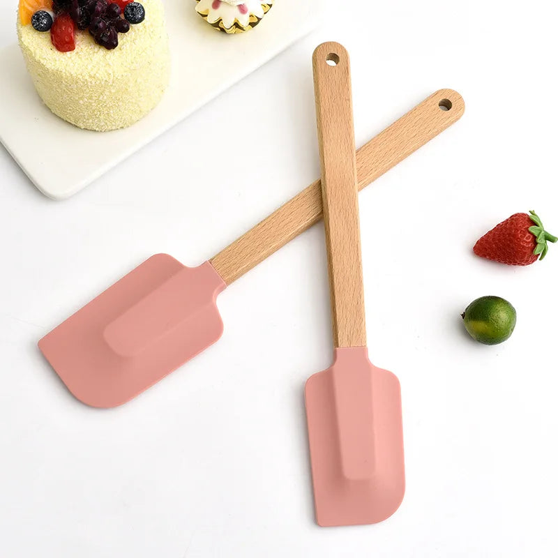Set of 2x White Silicone Non-Stick Spatula For Baking