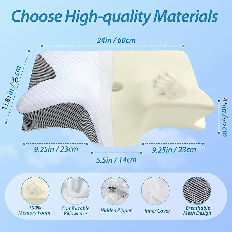 2 in 1 Ergonomic Orthopaedic Memory Foam Pillow for Neck, Back Pain