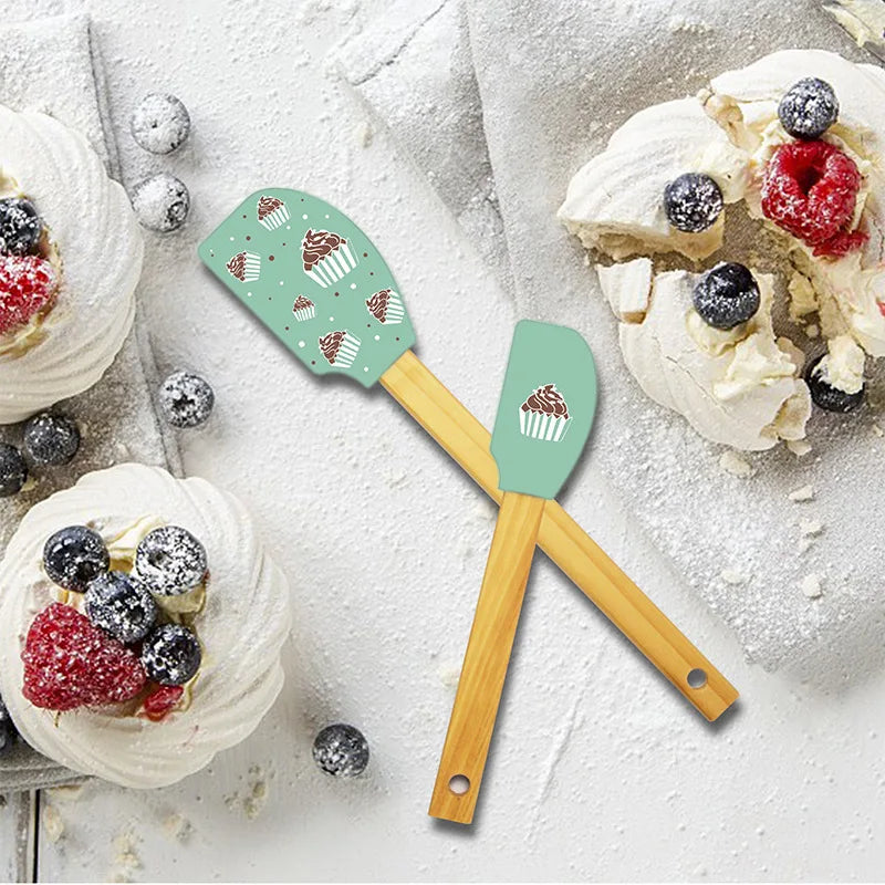 Set of 2x White Silicone Non-Stick Spatula For Baking