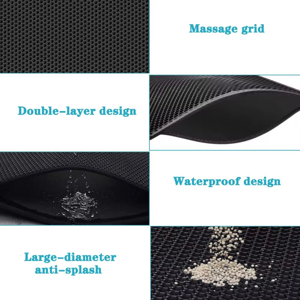Cat Litter Mat with Gift Double Layer Waterproof Pet Litter Box Mat