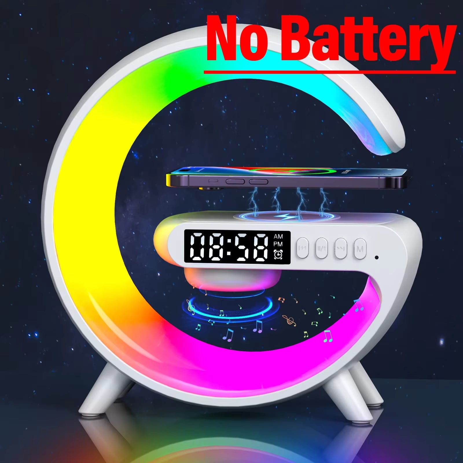 Multifunction Wireless Charger Stand Speaker Night Light 30W 