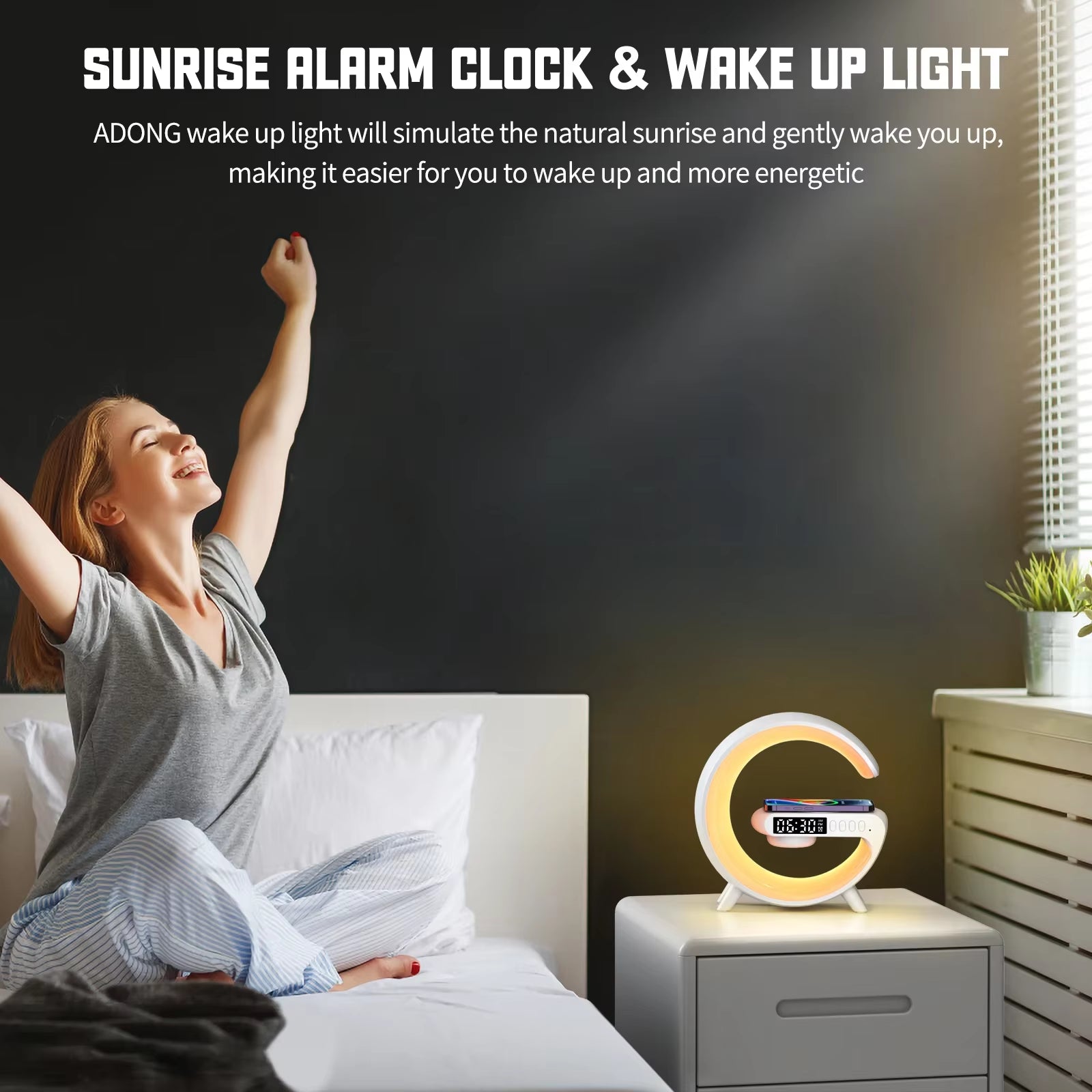 Multifunction Wireless Charger Stand Speaker Night Light 30W 