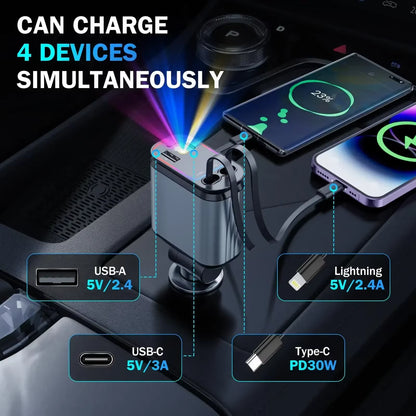 Car Charger USB Adapter 120W with Starlight