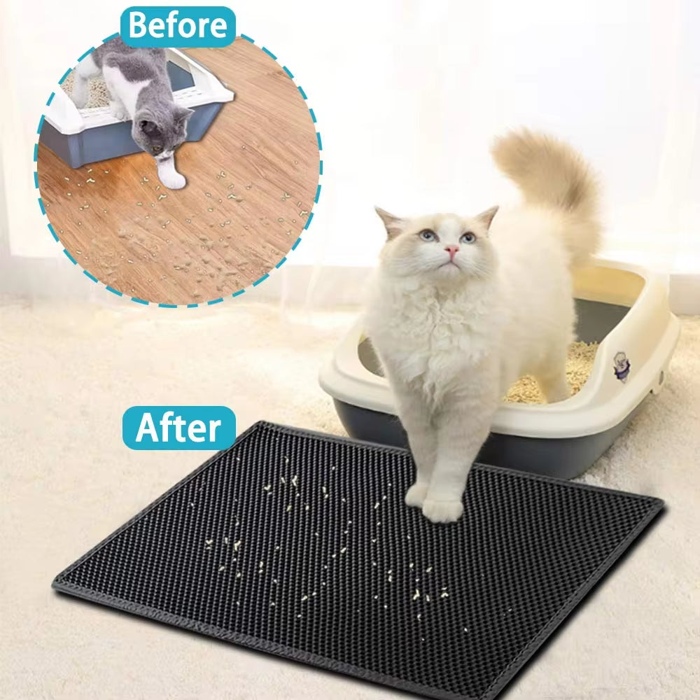 Cat Litter Mat with Gift Double Layer Waterproof Pet Litter Box Mat 