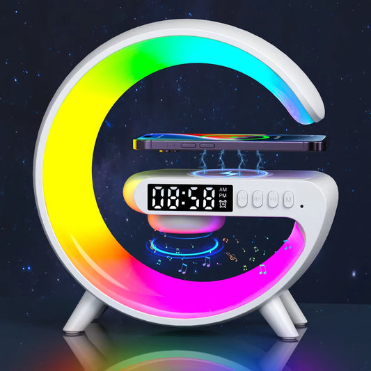 Multifunction Wireless Charger Stand Speaker Night Light 30W 