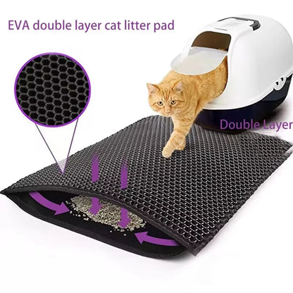 Cat Litter Mat with Gift Double Layer Waterproof Pet Litter Box Mat 